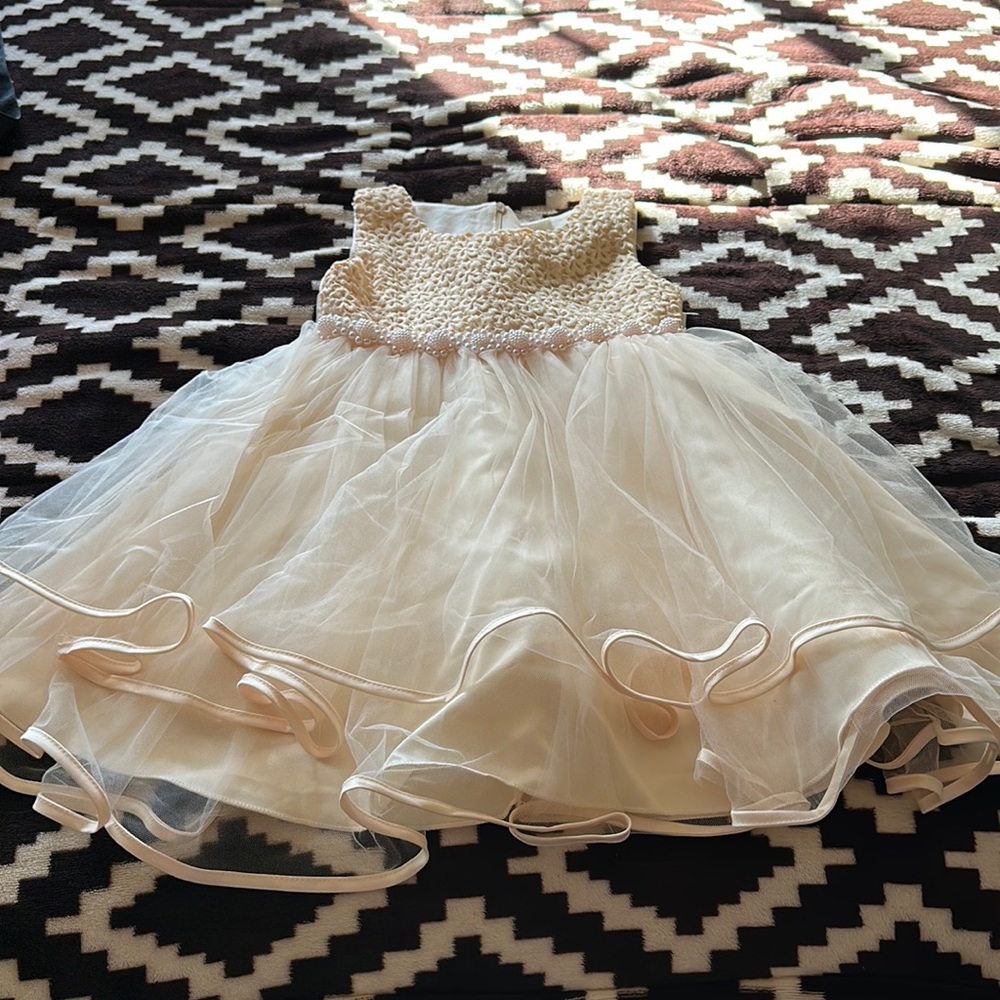Toddler girl formal cream dress